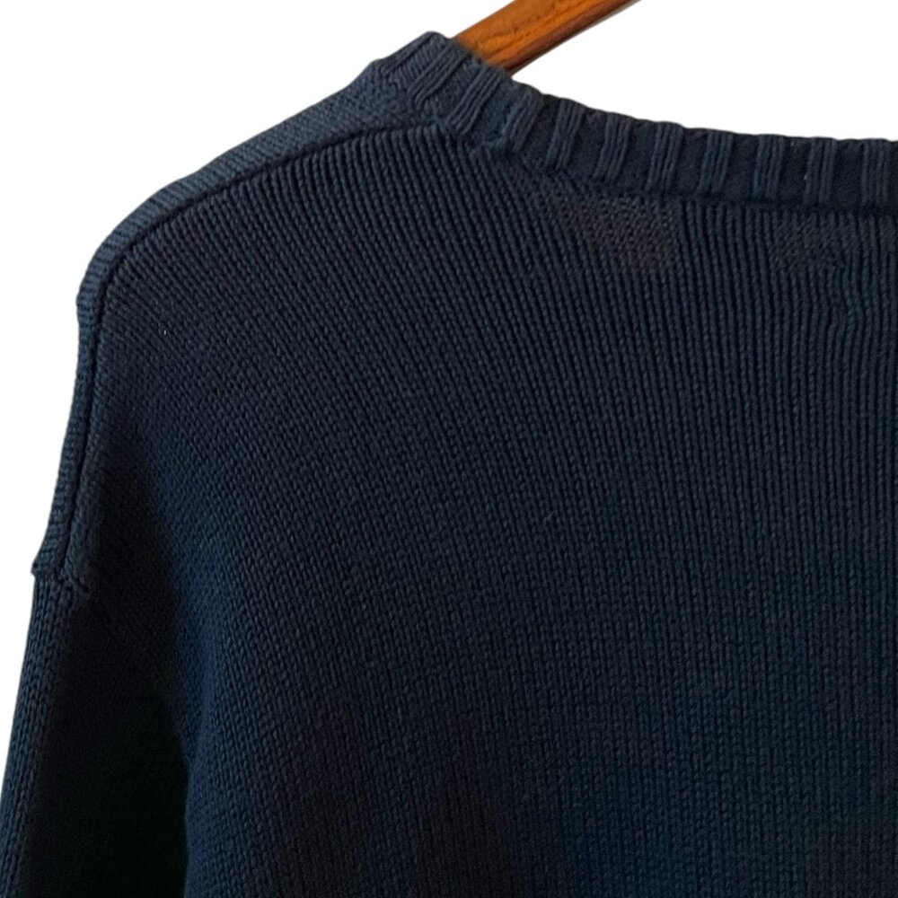 Chaps Navy Crewneck Sweater with American Flag - Picture 8 of 11